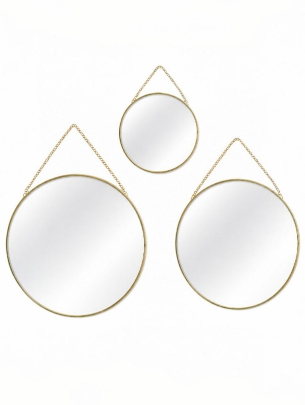 NWT At Home Geometric Gold Round Hanging Mirror Set of 3 Wall Accent Mirrors